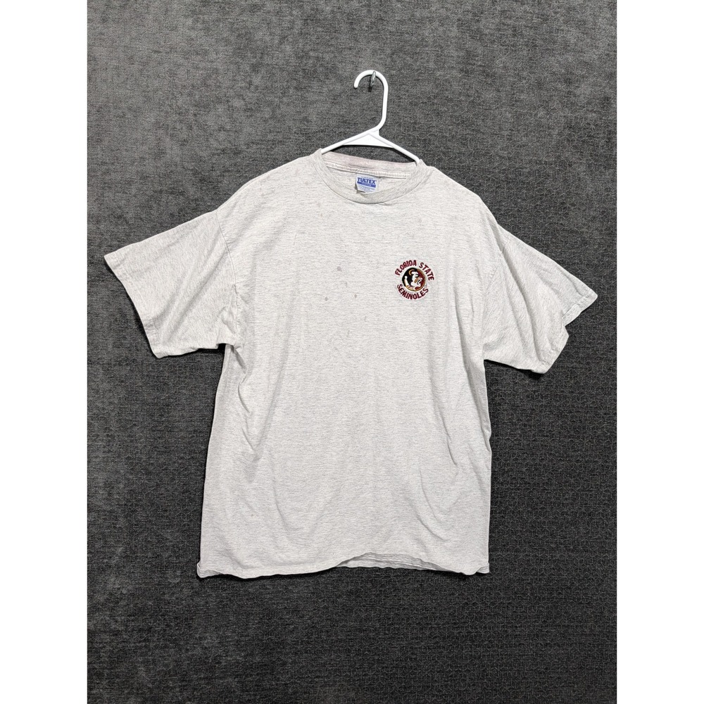 Vintage Tultex Florida State Seminoles T-Shirt Mens XL Gray FSU Embroidered Logo
